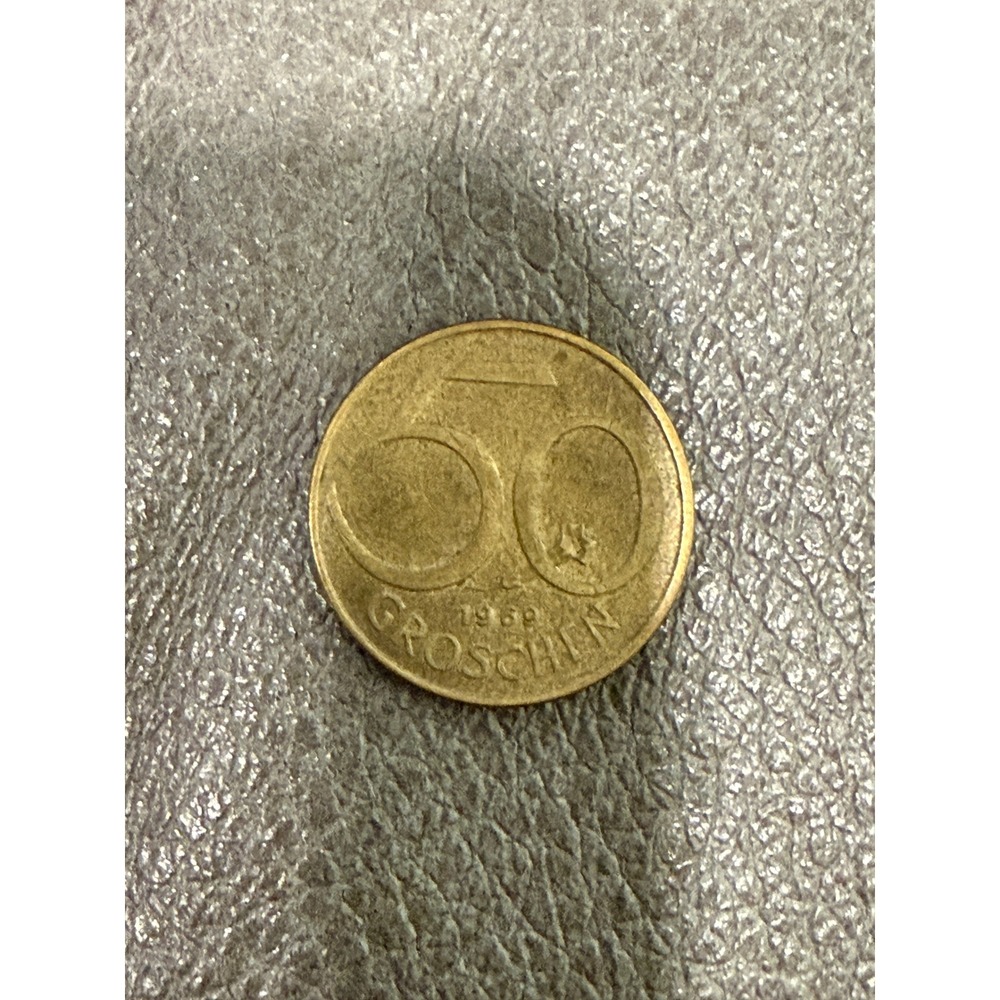 1969 Austria 50 Groschen Coin Oesterreich Republik Aluminum-Bronze Vintage